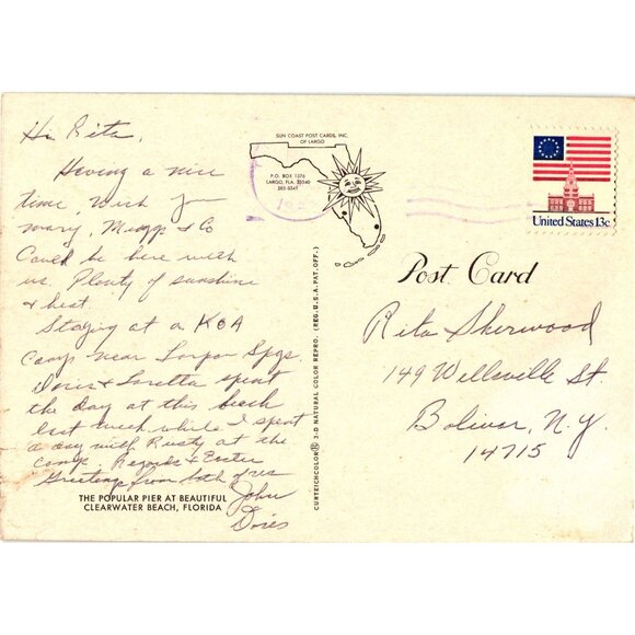 Vintage Postcard The Pier At Sparkling Clearwater Beach Florida 1970 Beach Scene - Picture 2 of 2